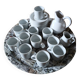12 bistro coffee cups and 2 pots