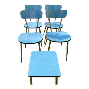 Formica bleu lot de 4 chaises +1