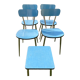 Formica blue set of 4 chairs +1 stool