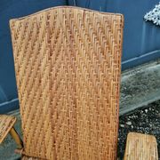 Vintage armchair lounge chair in rattan art deco with footrest and adjustable