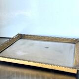 Cadre photo vintage en métal doré 19,5 cm x 15,5 cm verre CONVEXE