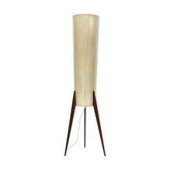Lampadaire des années 60 avec base de fusée en bois de teck
