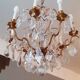Chandelier cage with grapevines 8 lights Louis XV style in bronze and crystal around 1900