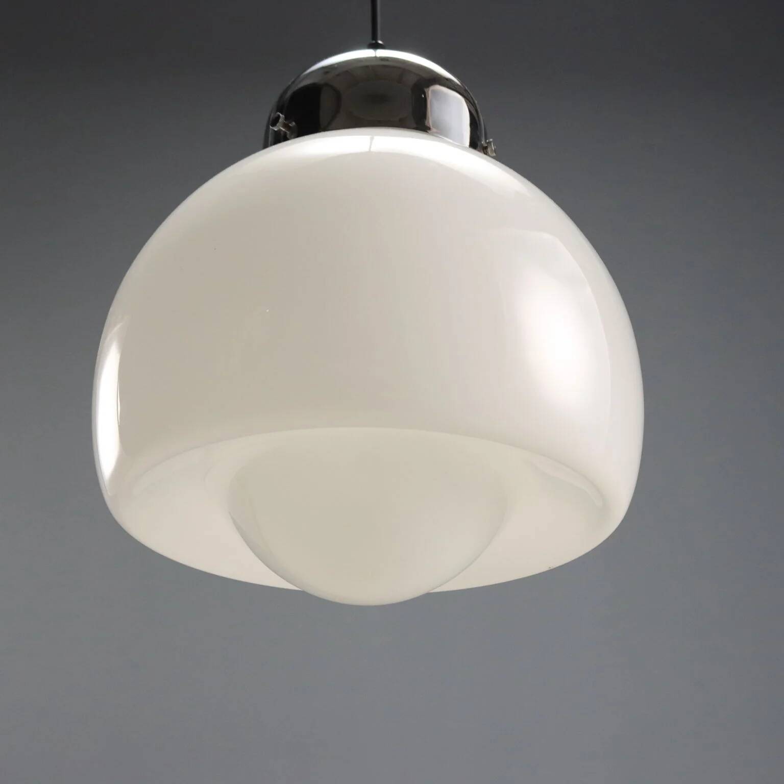 Vintage glass and metal pendant light design Italy 1960s-1970s