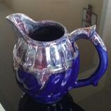 Blue flamée earthenware pitcher