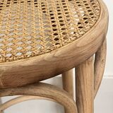 High stool, curved wood and caning
