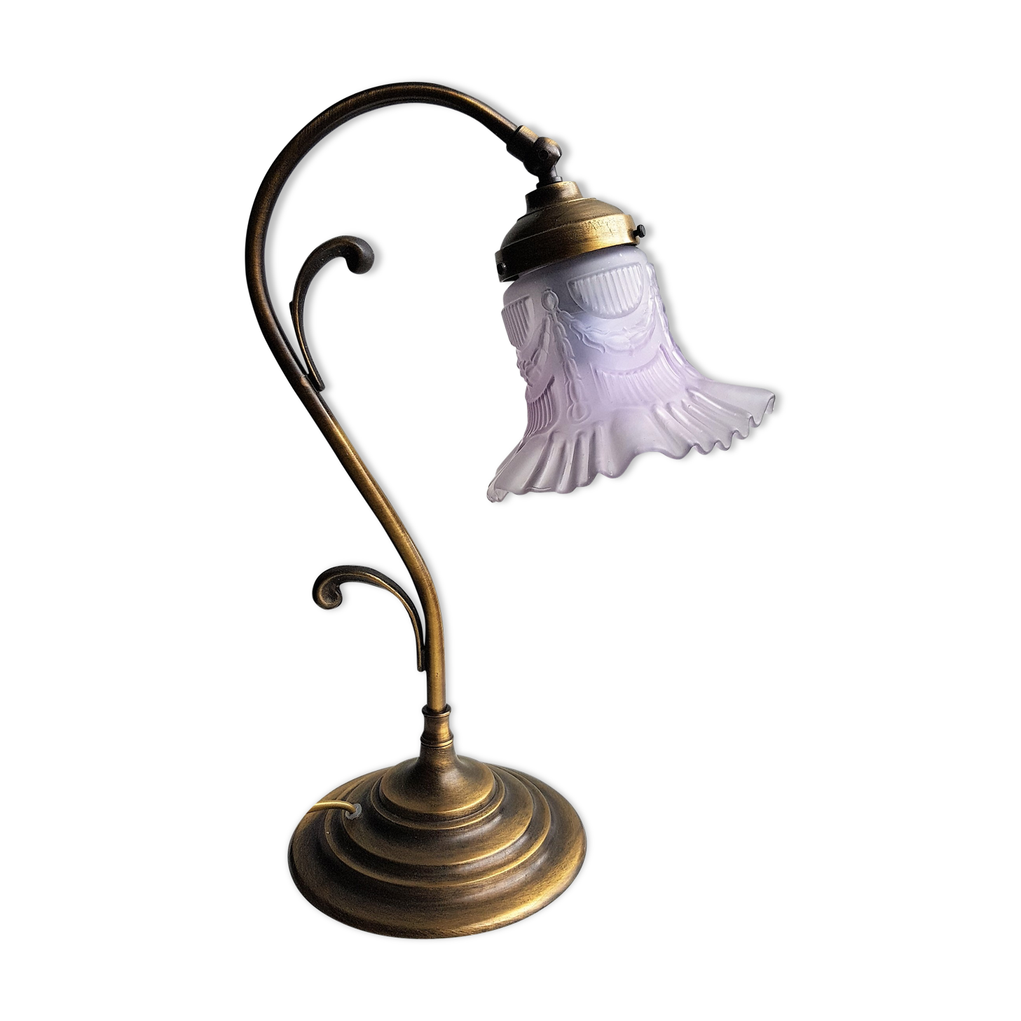 Articulated in brass and frosted glass lamp