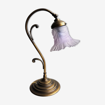 Articulated in brass and frosted glass lamp