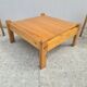 Brutalist square coffee table, solid pine, vintage