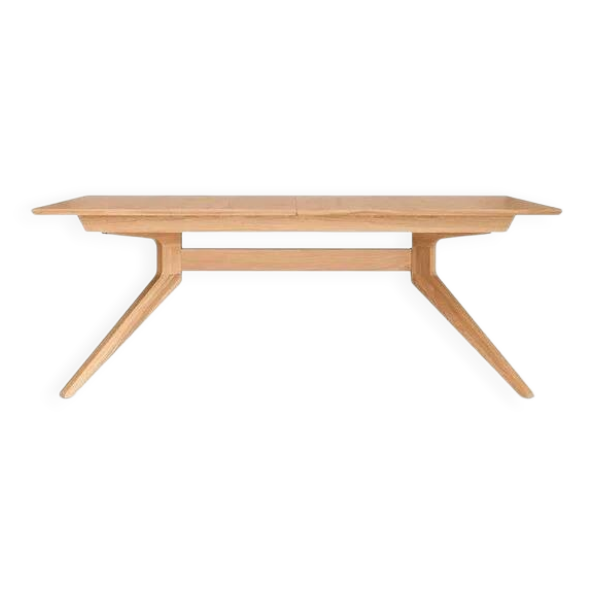 Wooden dining table with a cross extension.