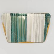 Large Trapezoidal Golden Wall Mirror With Engraved Diamond Pattern, Austria, 1950s
