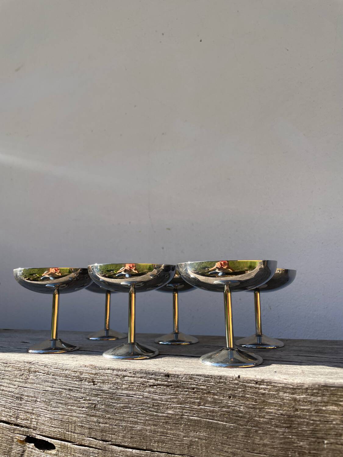 6 coupes sur pied cocktail inox