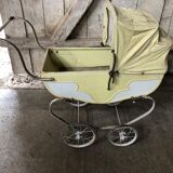Stroller doll metal wheels hooded child's toy 50s vintage
