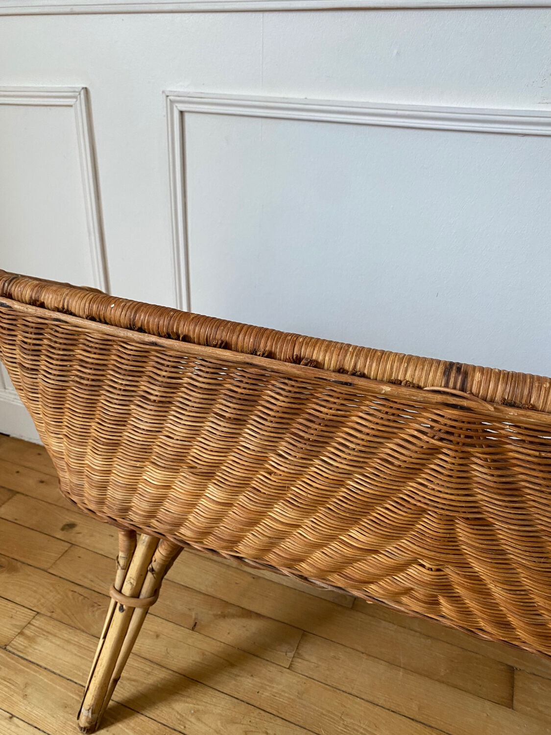 Vintage rattan children's bench