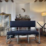 Louis XIII style bench in wood and linen