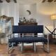 Louis XIII style bench in wood and linen