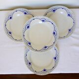 4 vintage dessert plates from the Gien manufacture model Pervenche