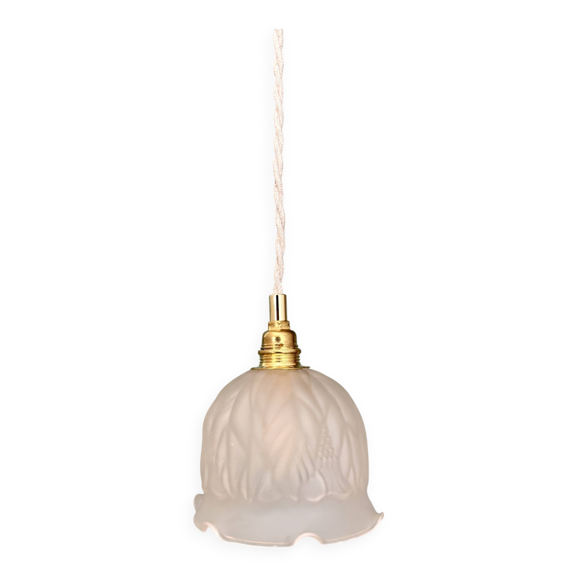 Vintage frosted glass tulip pendant light