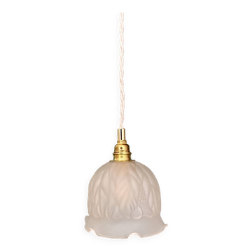 Vintage frosted glass tulip pendant light