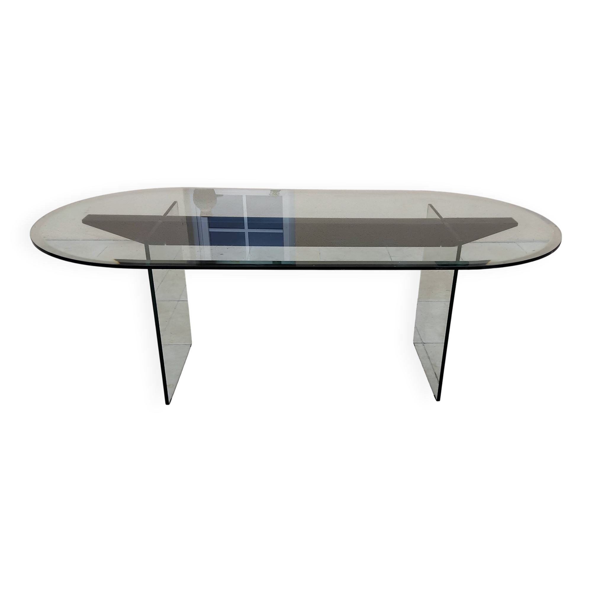 Vintage 1970s Italian design glass dining table.