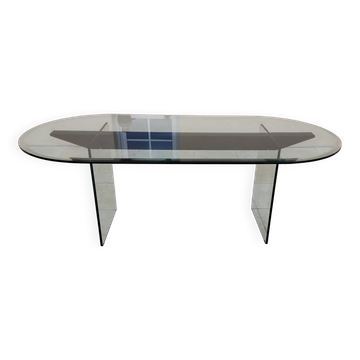 Vintage 1970s Italian design glass dining table.
