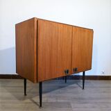 Piece of teak, brass and leather furnitur, Sab brand 1960