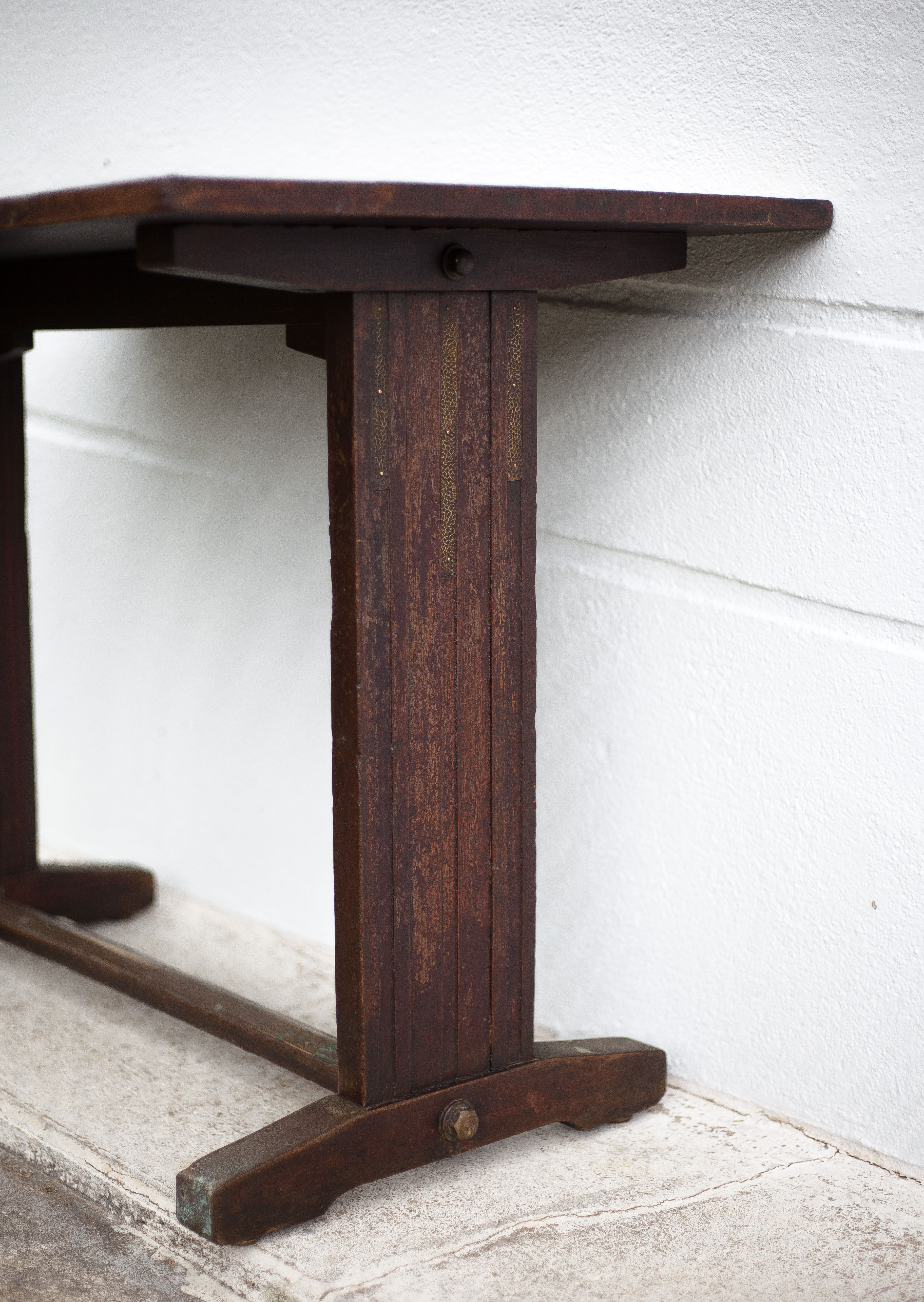 Art deco bistro table, wood and brass bistro table, wood table, art deco, kitchen, 30's