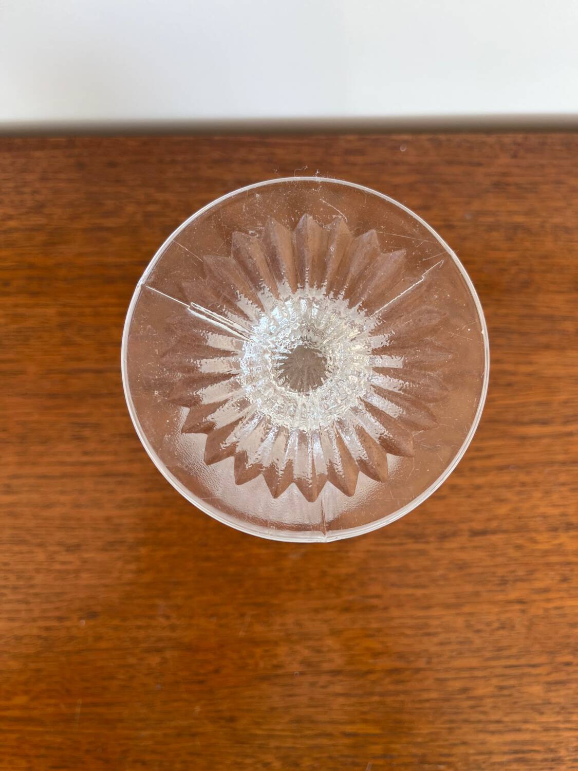 Two 19th-century moulded crystal glasses with diamond points.