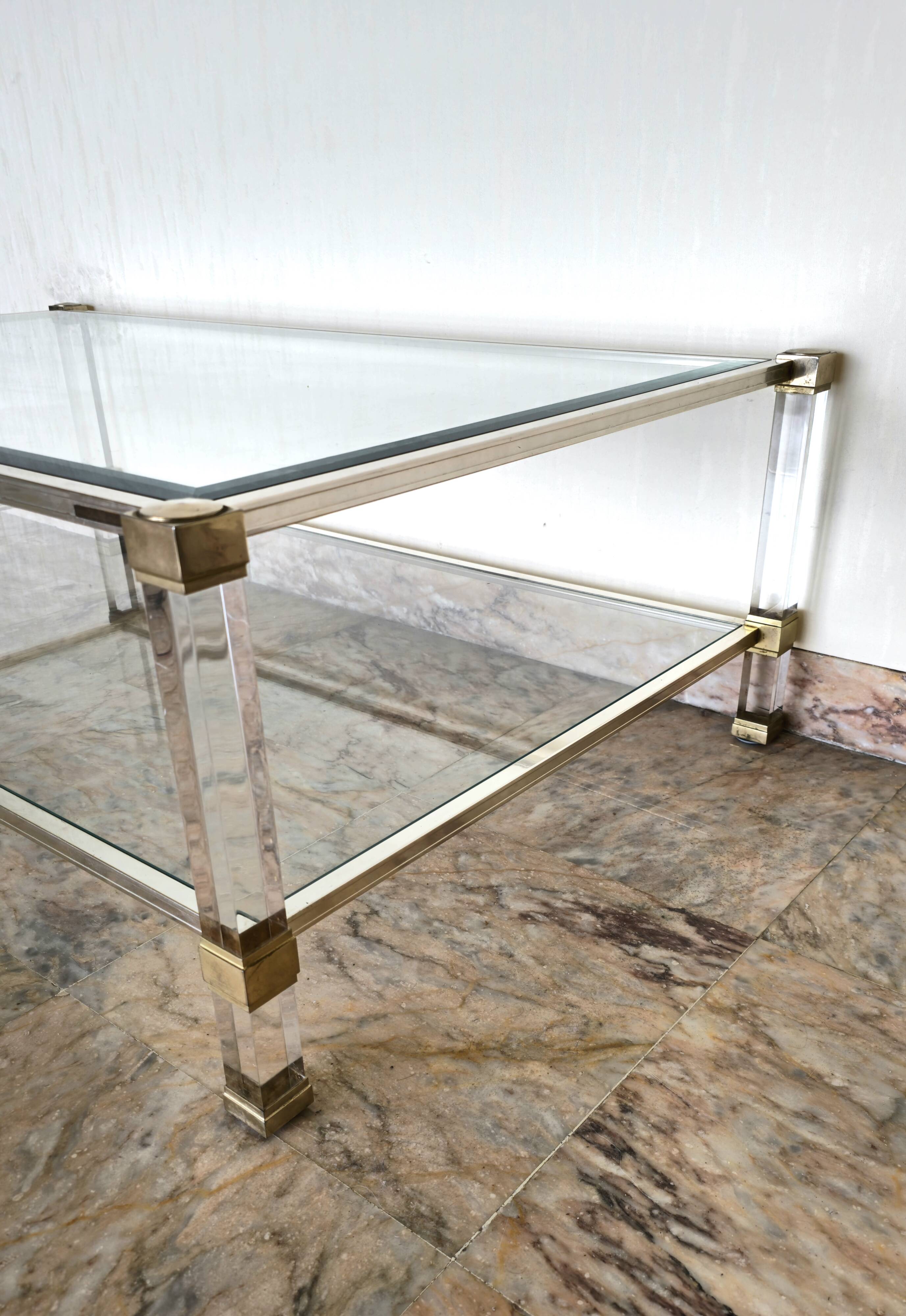 Pierre Vandel Paris glass and plexiglass coffee table