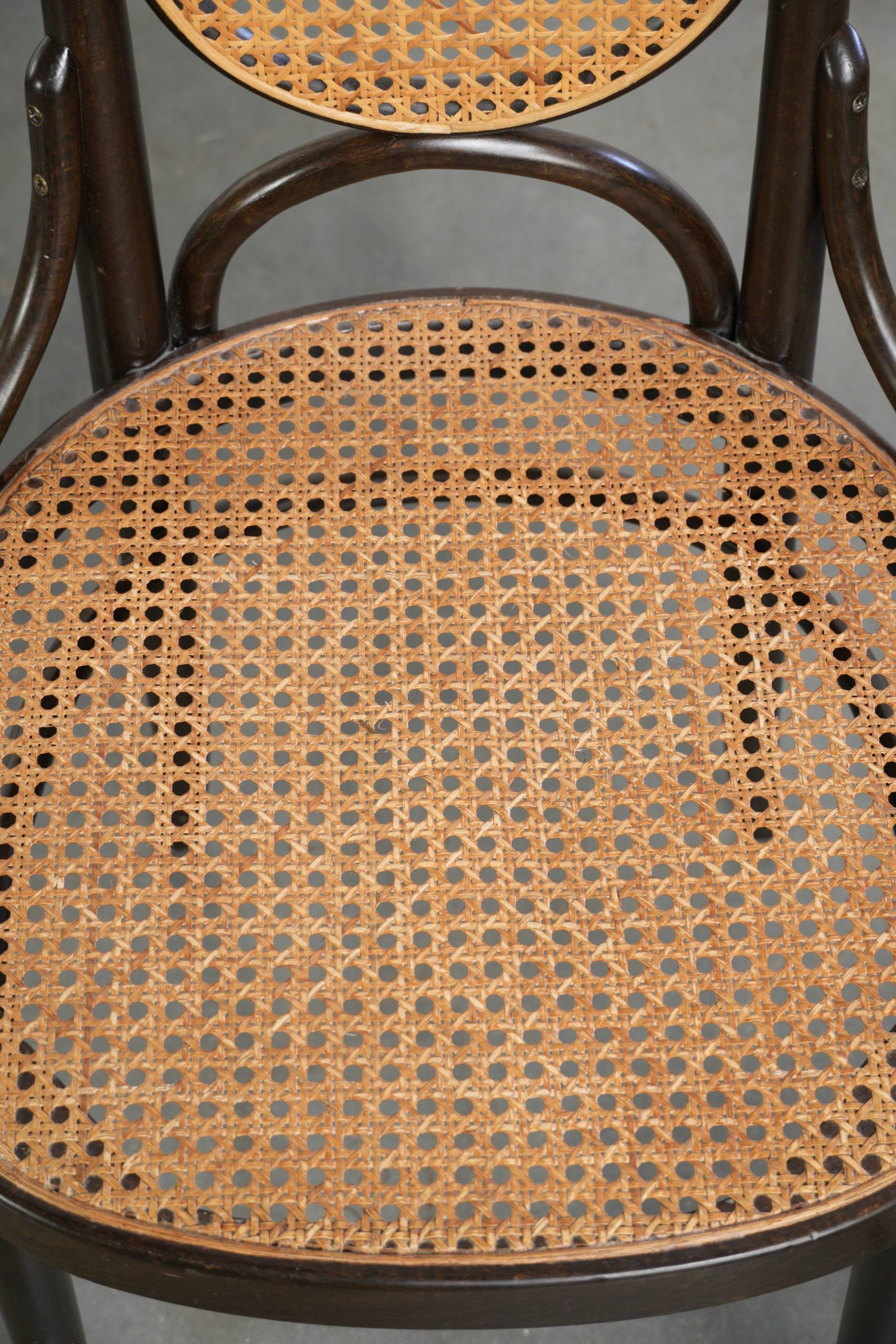 Set of 4 original vintage Thonet design webbing chairs model Long John
