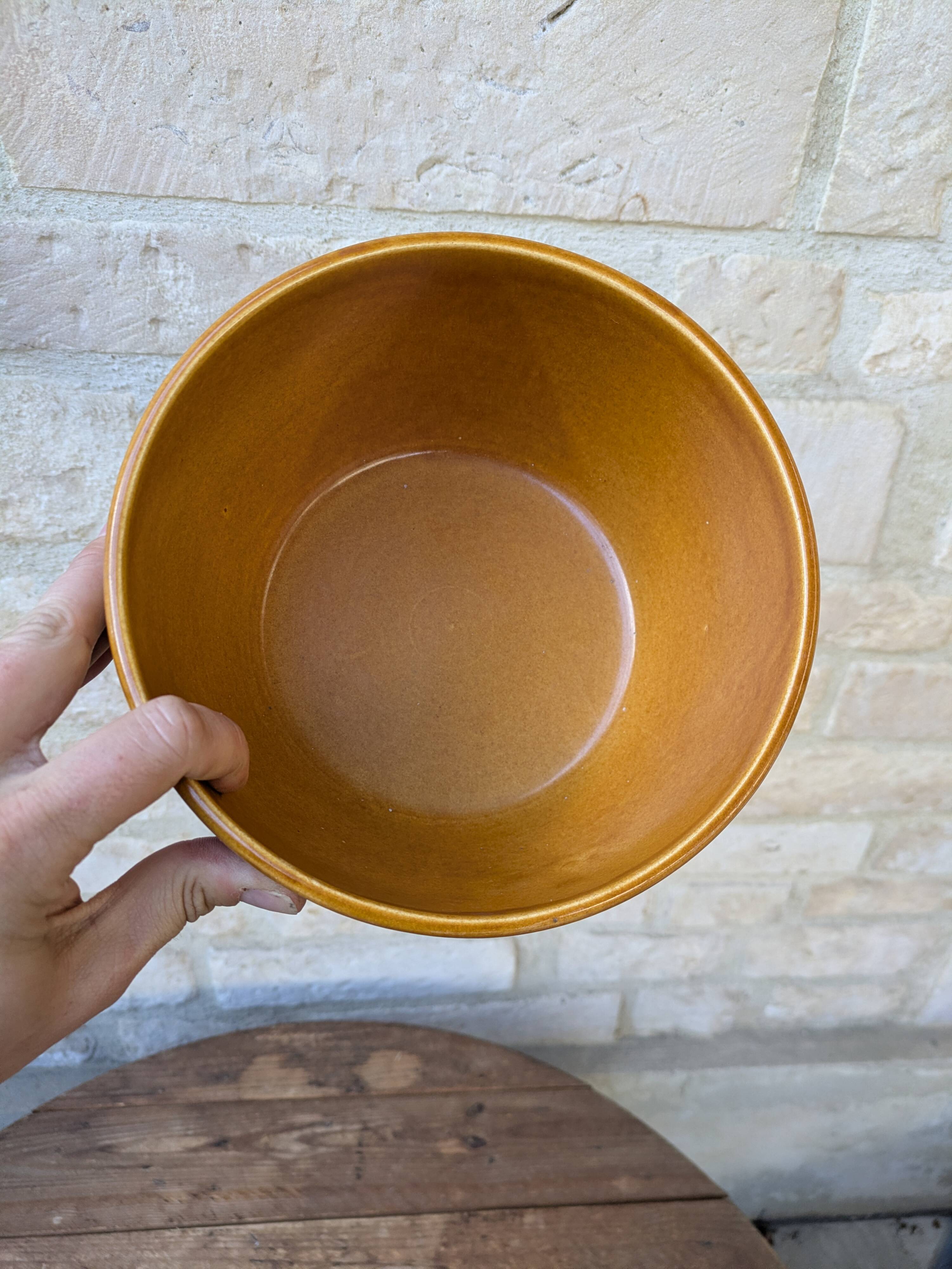 Vintage stoneware salad bowl from Niderviller, Fauve model, 1960s/70s, 24.5cm.