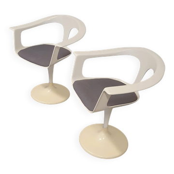 2 x chaise Tulip Lusch, rare, 1972, design blanc, design vintage Colani