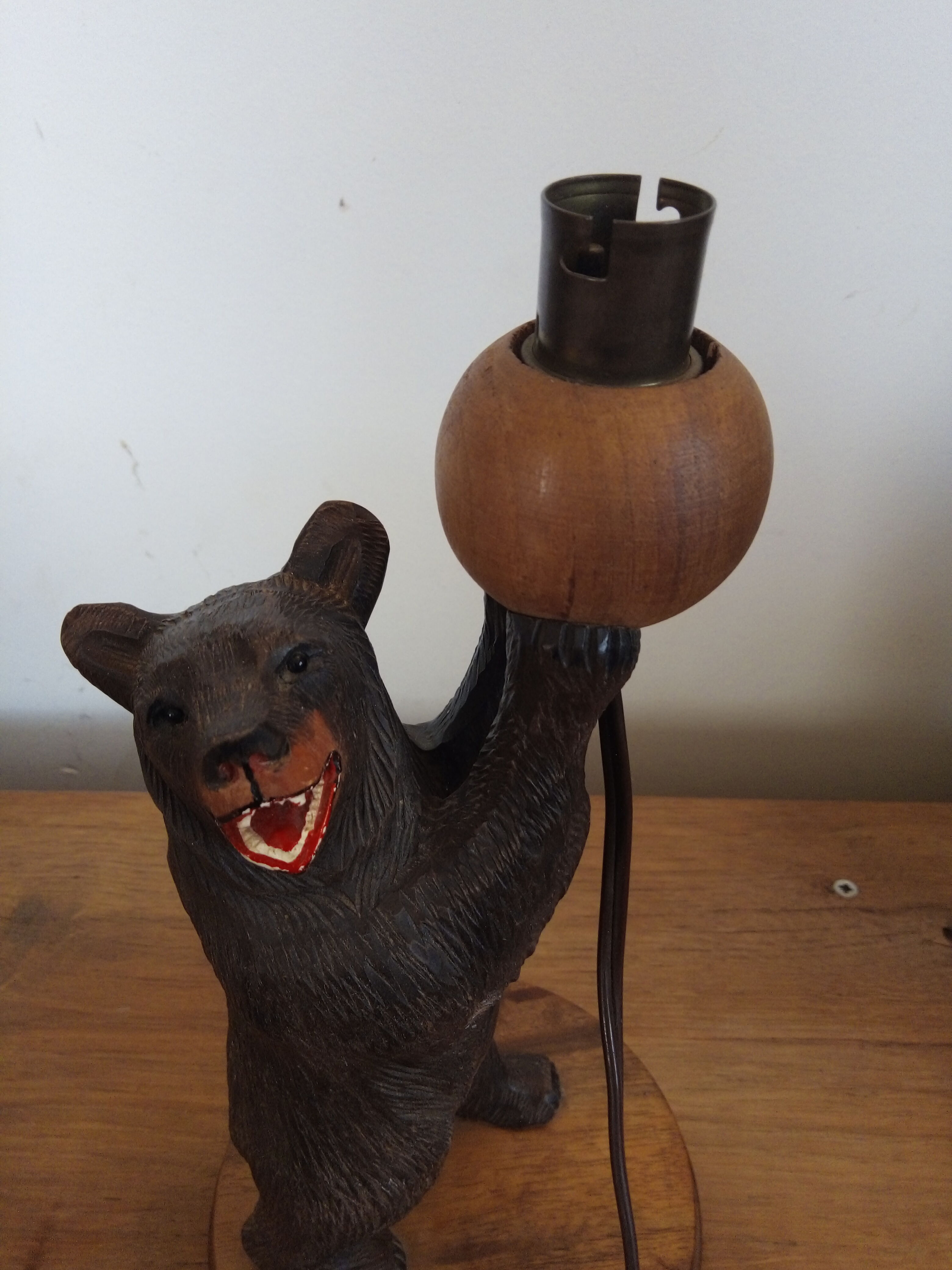 Wooden bear lamp, black forest