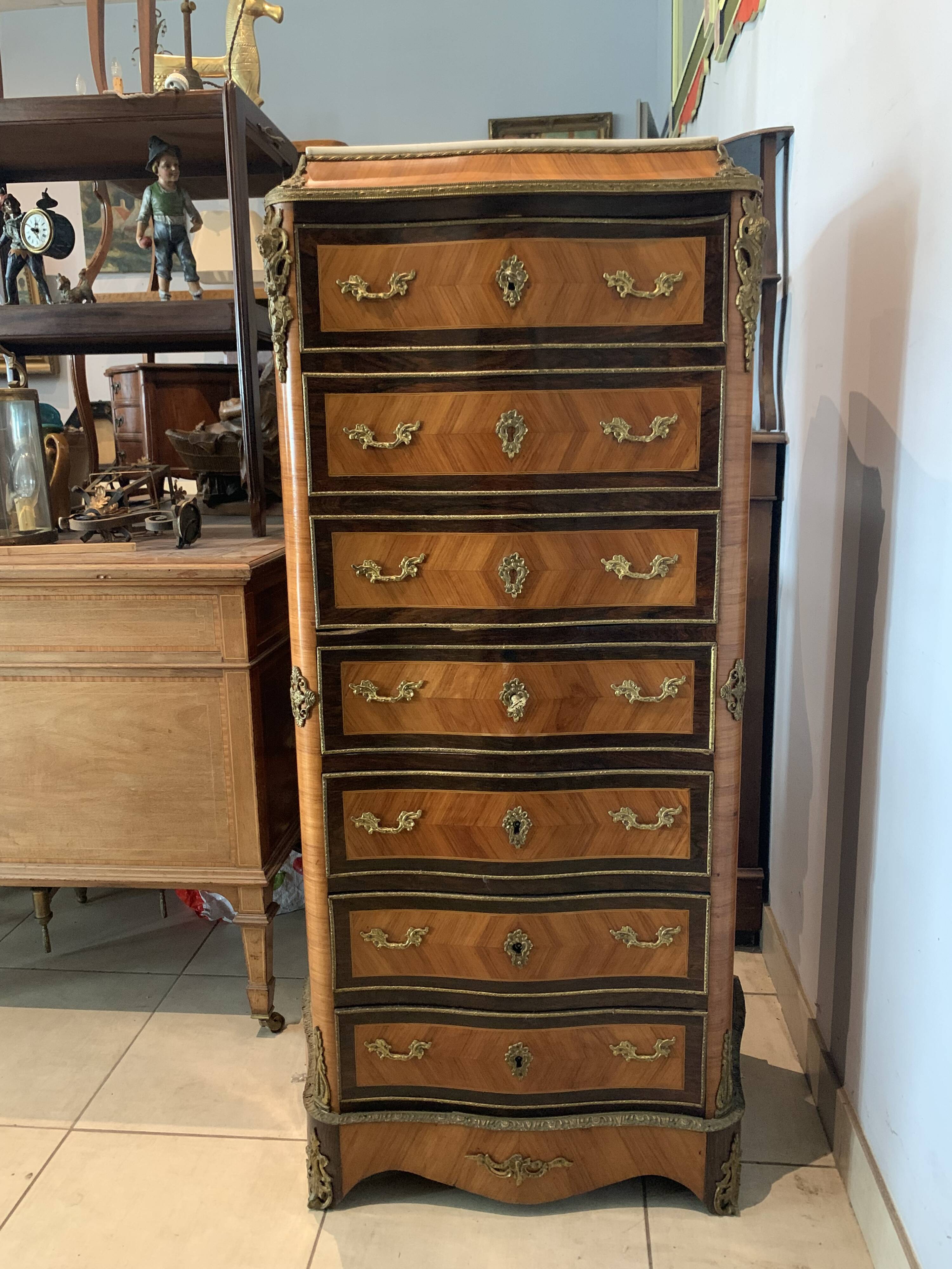 Secretary Napoleon III in rosewood and rosewood Marble top