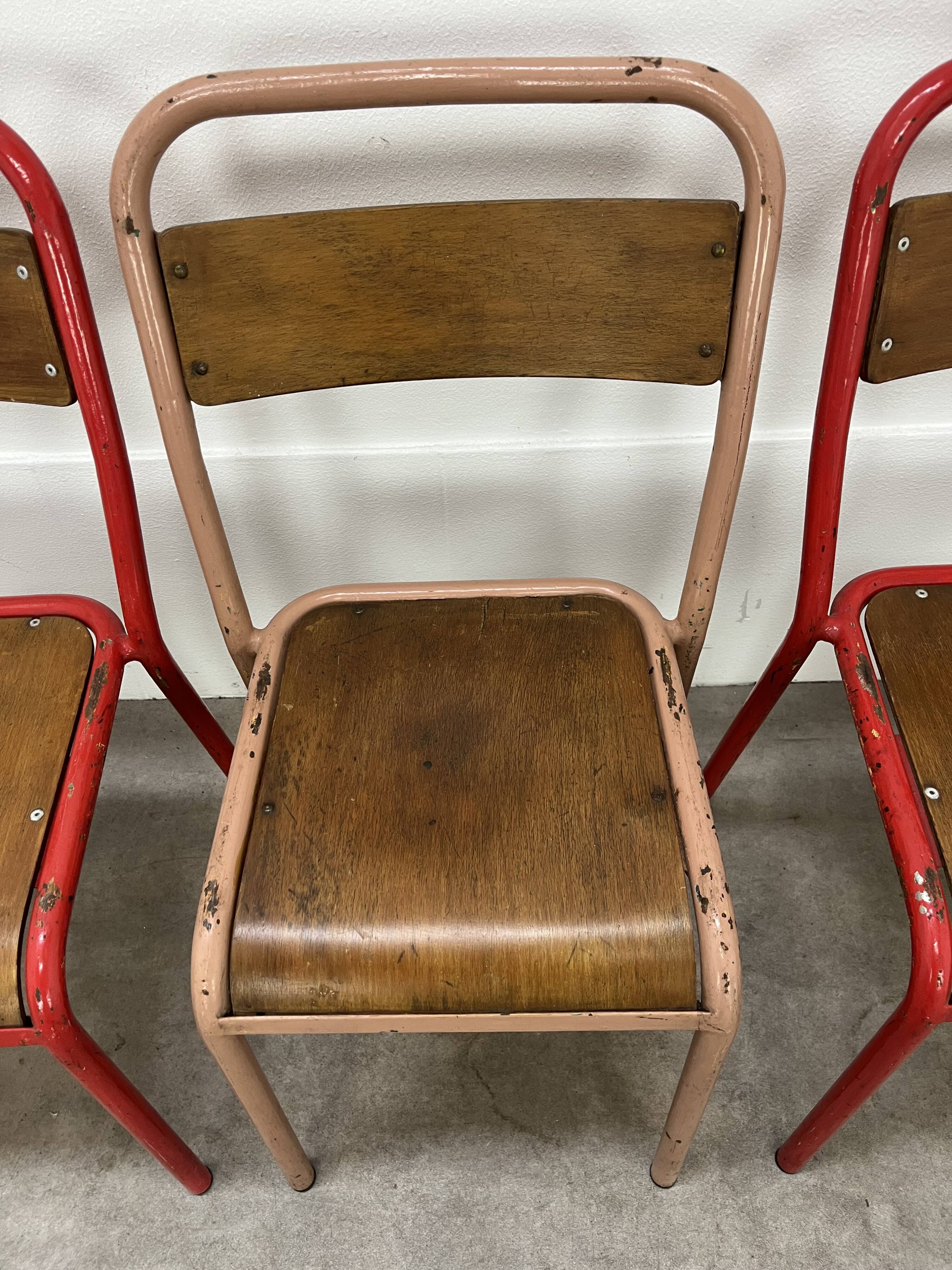 5 industrial style metal chairs, vintage