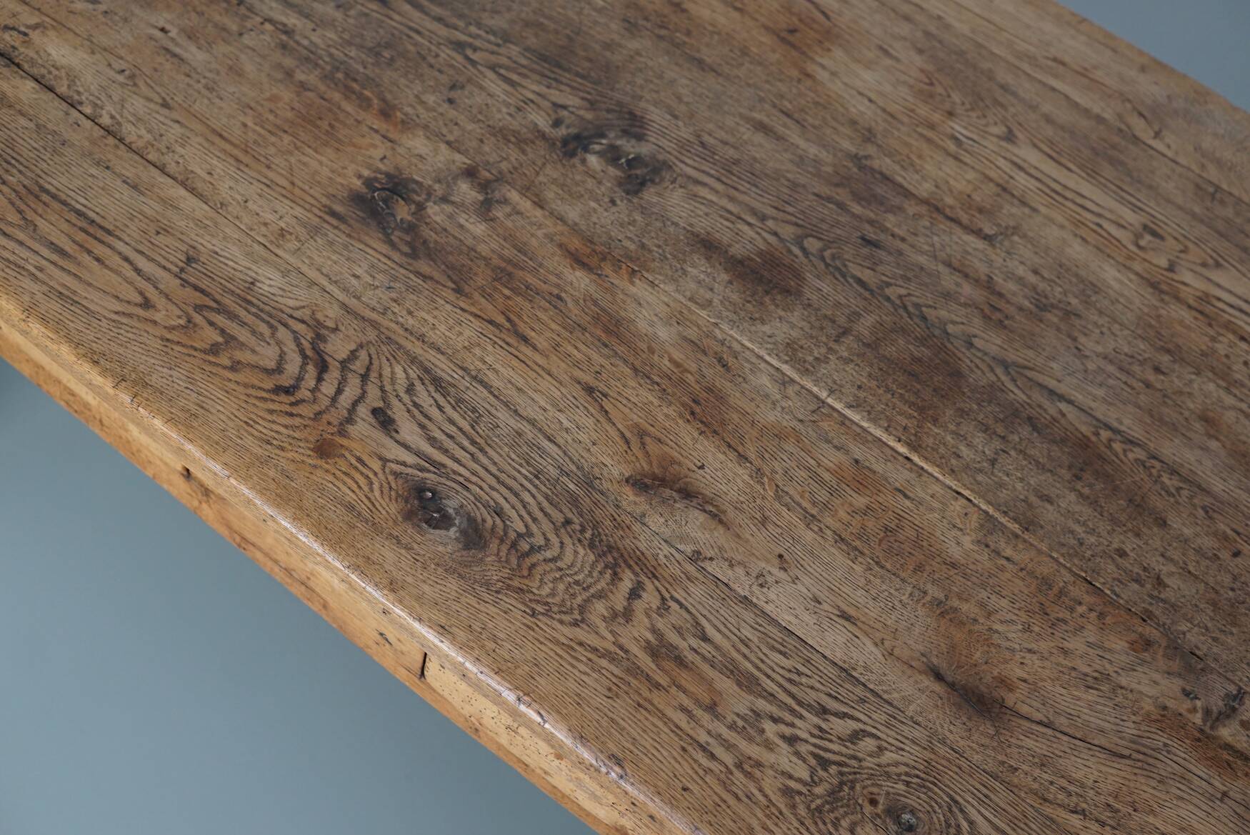Antique light gold oak 19th century french rustic farmhouse dining table