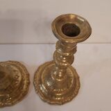Pair of candlesticks Restoration in gilded bronze