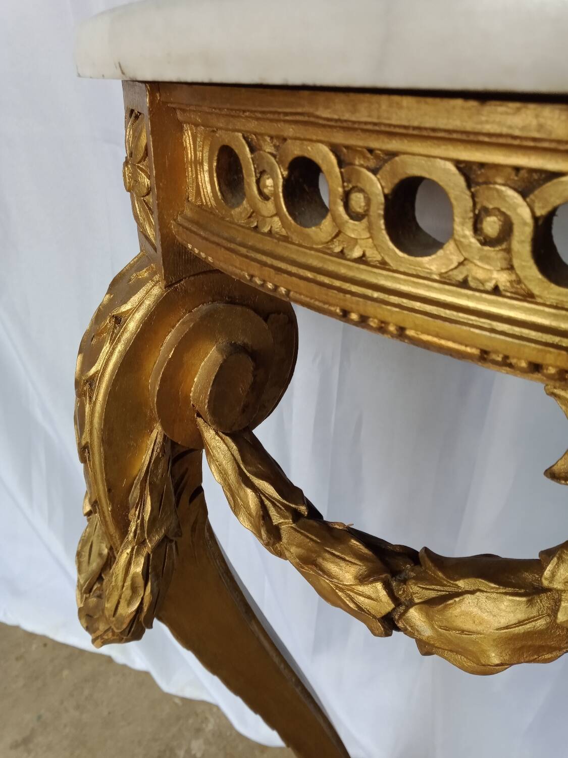 Louis XVI style console in gilded wood