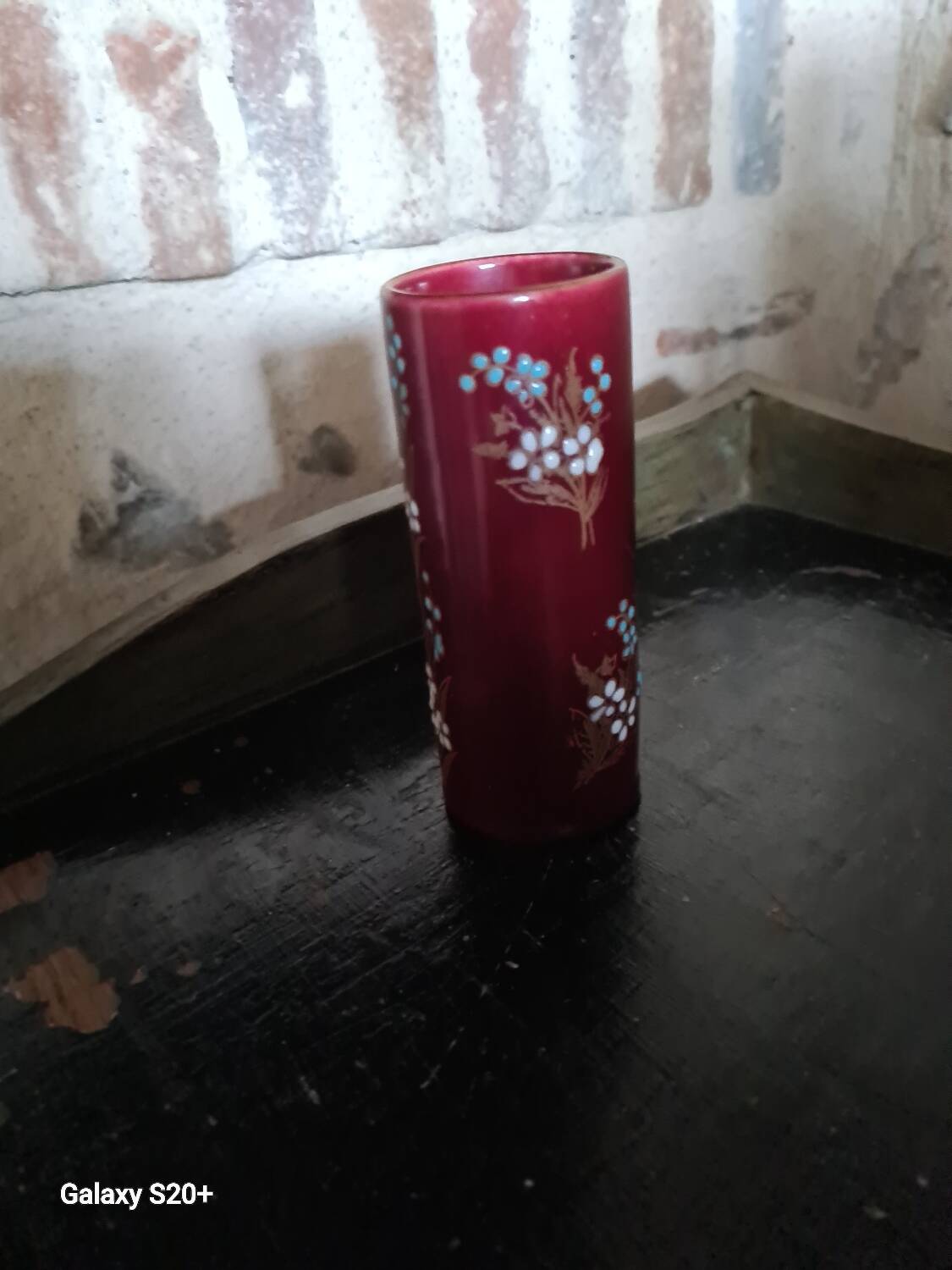 Antique Gien cylinder vase