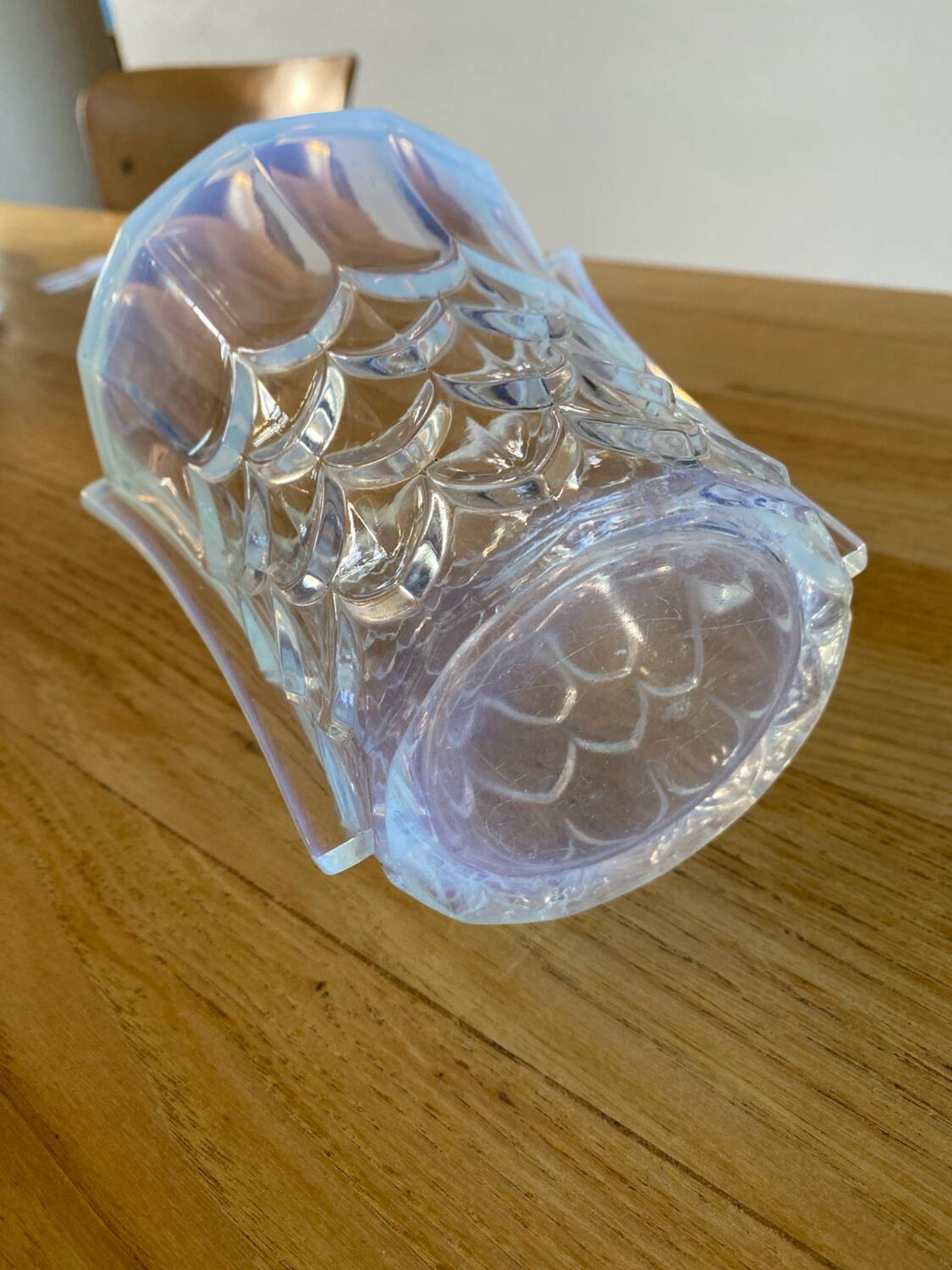 Blue iridescent glass vase