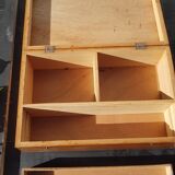 Old wooden sewing box with removable compartment