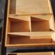 Old wooden sewing box with removable compartment