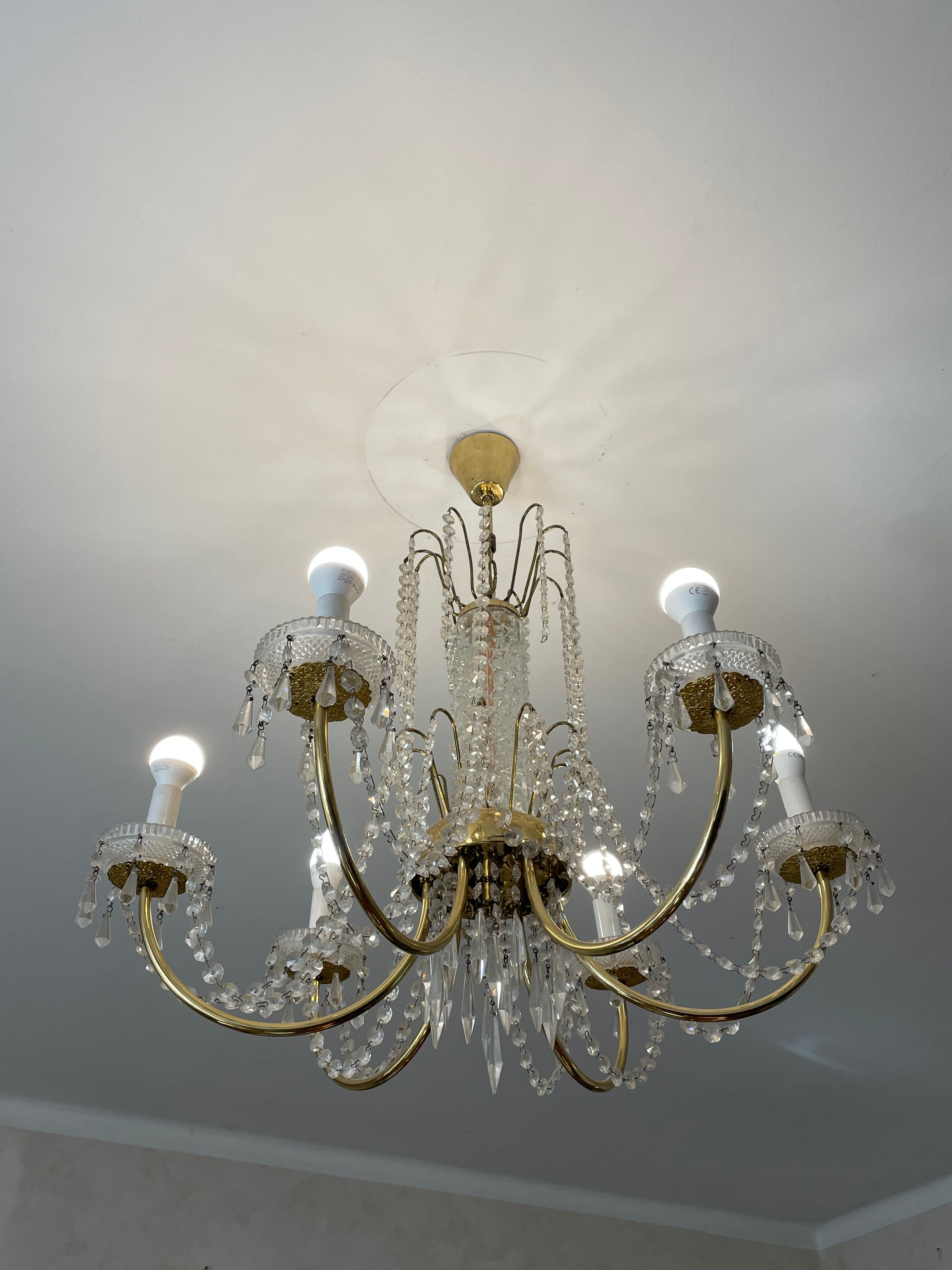 Chandelier with brass and glass grapevines