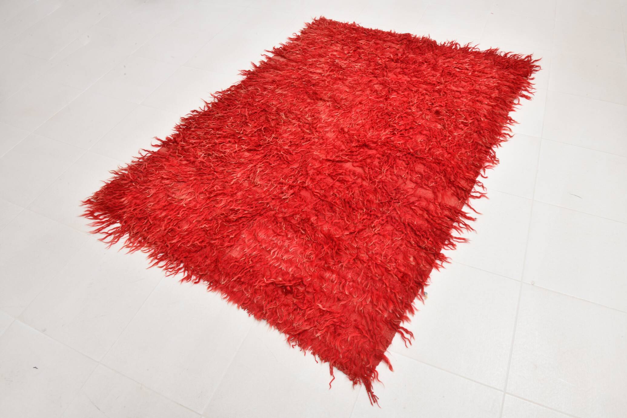 4x6 Turkish Handwoven Red Kilim Rug, Super Soft Bohemian Carpet, Antique
