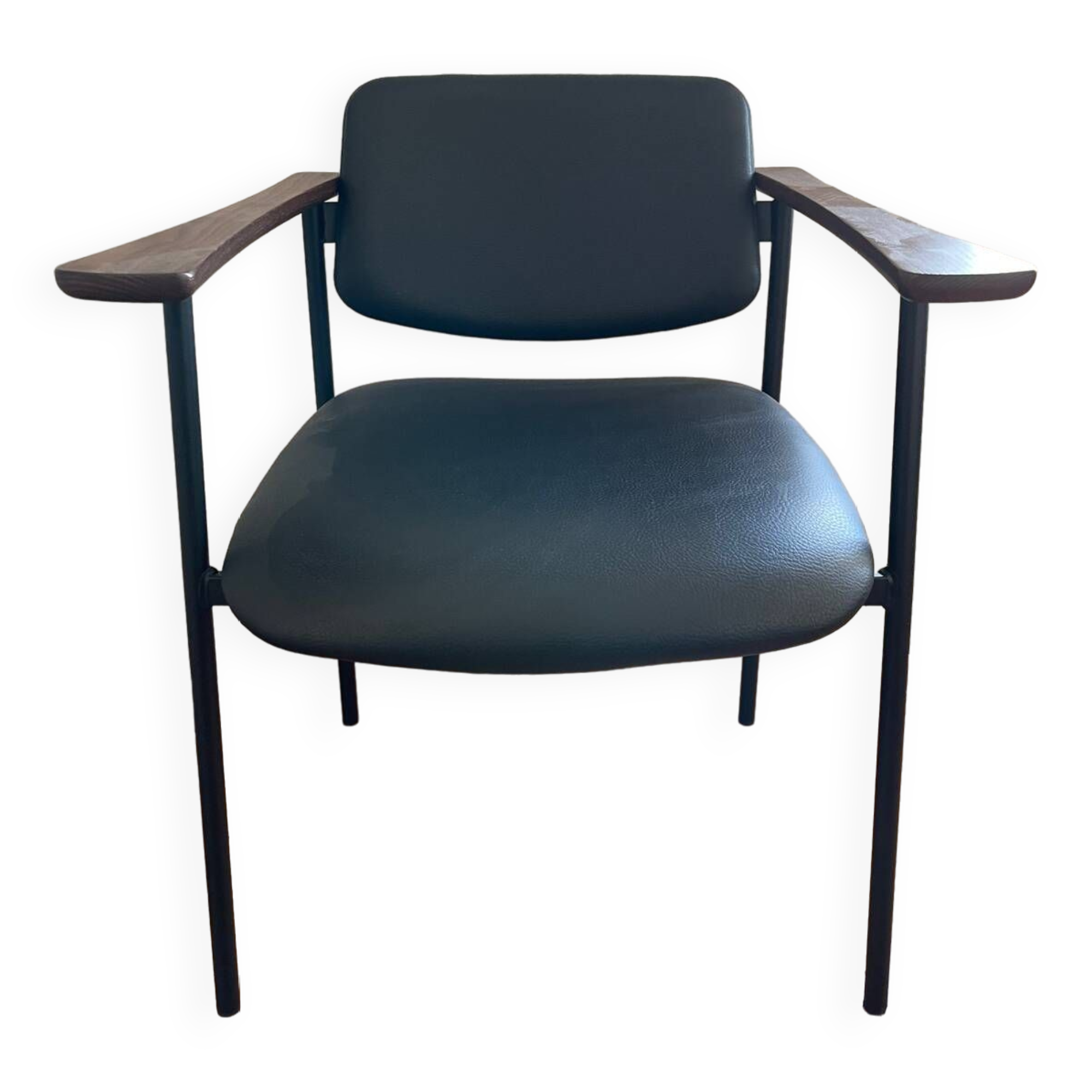 Pio chair brown wood and black leather The Socialite Family