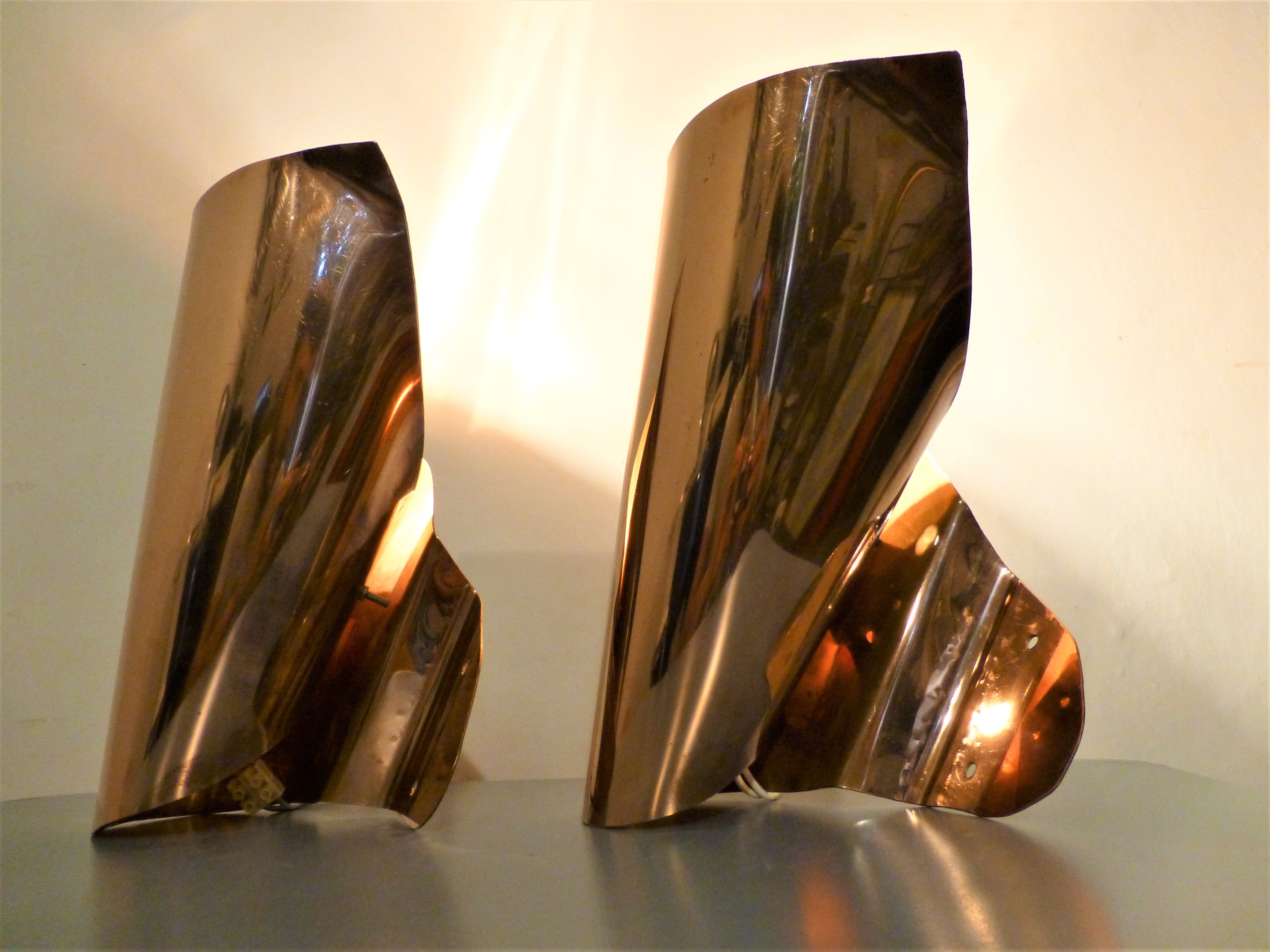 Pair of vintage brass wall lamps 1970