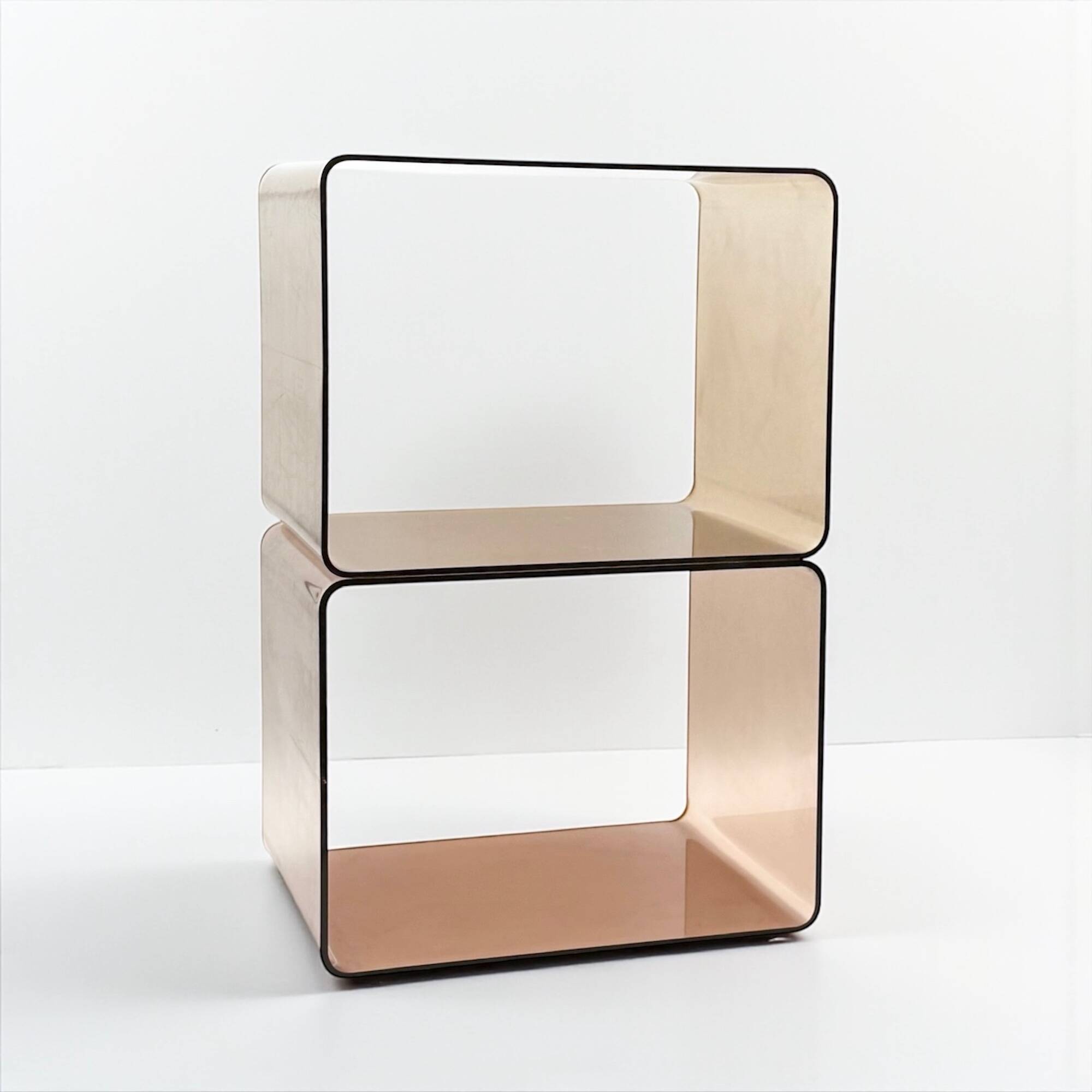 Pair of Vintage 70s Smoked Plexiglass Stands