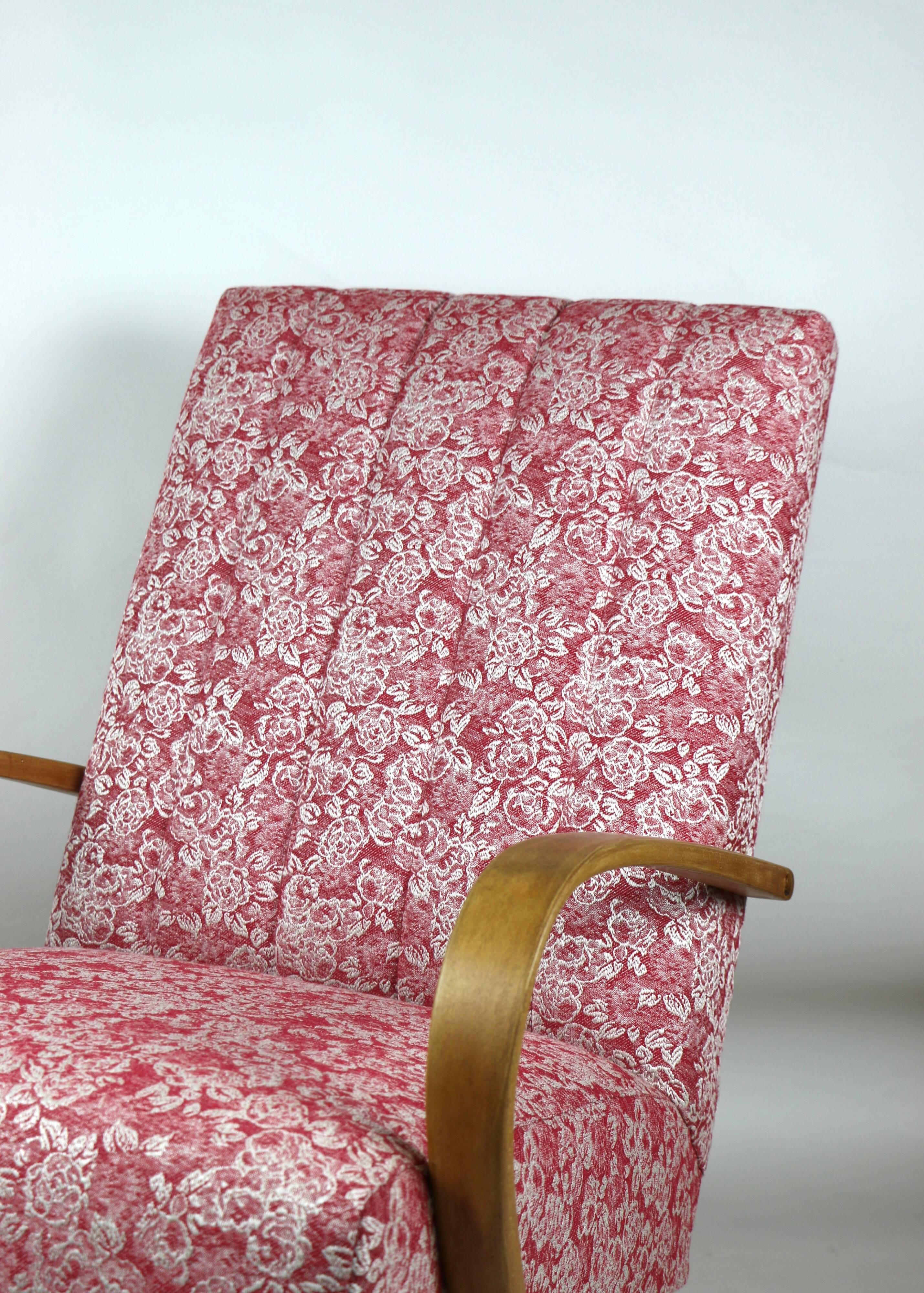 Art deco style rose velvet armchair, 1970s