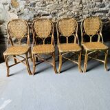 Rattan dining room: 1 table + 4 chairs