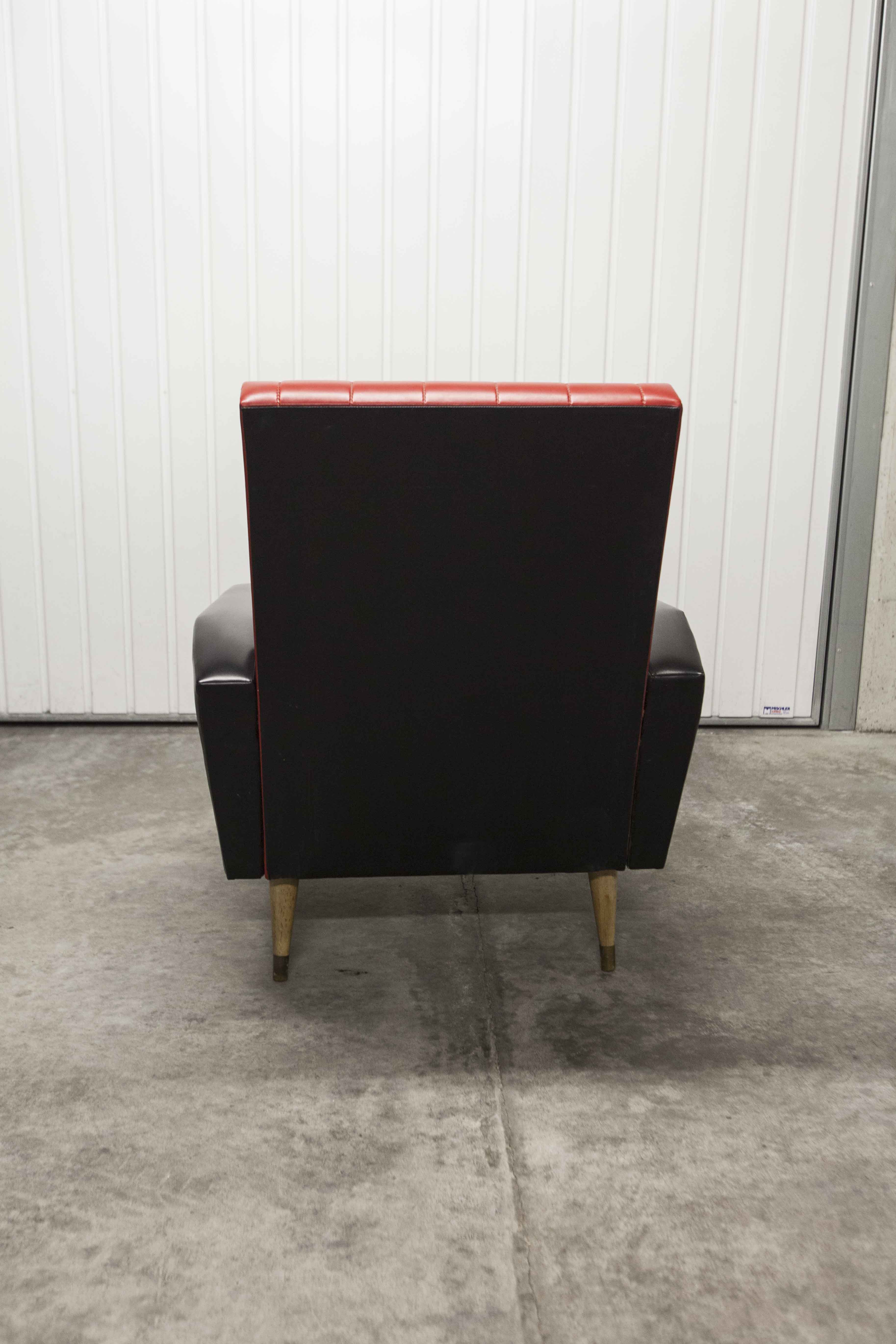 Paire de fauteuils rockabilly pieds compas 60